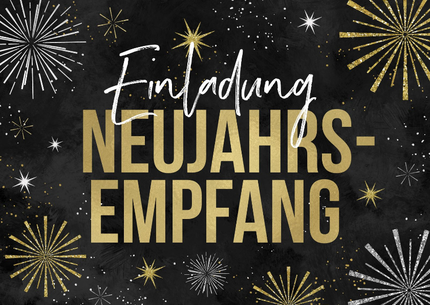 Neujahrskarten - Einladung Neujahrsempfang Feuerwerk
