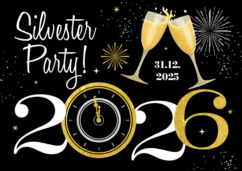 Neujahrskarten - Einladung Silvester-/Neujahrsparty 2025/2026