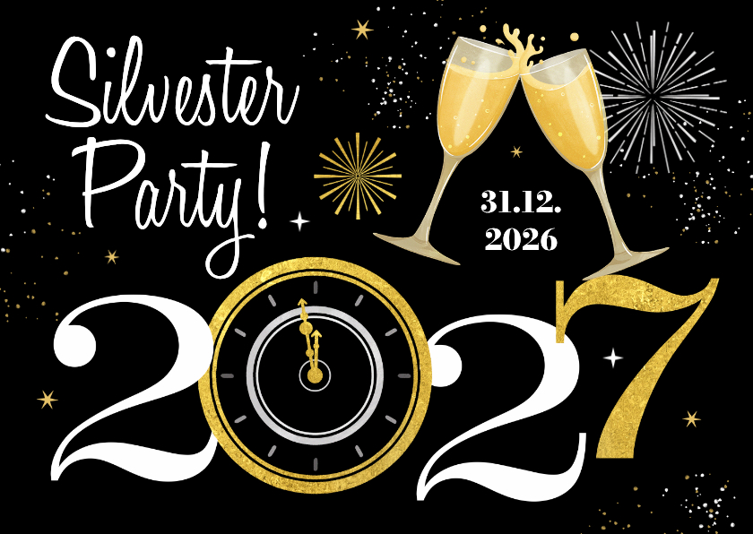 Einladung Silvester-/Neujahrsparty 2027/2028 - Neujahrskarten Neujahrskarten - Einladung Silvester-/Neujahrsparty 2027/2028