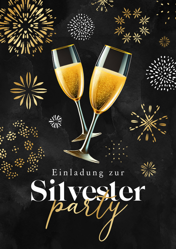 Neujahrskarten - Einladung zur Silvesterparty Feuerwerk