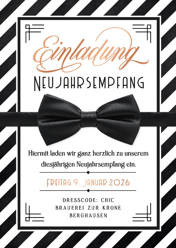 Einladungskarte Neujahrsempfang Fliege Vintage - Neujahrskarten Neujahrskarten - Einladungskarte Neujahrsempfang Fliege Vintage