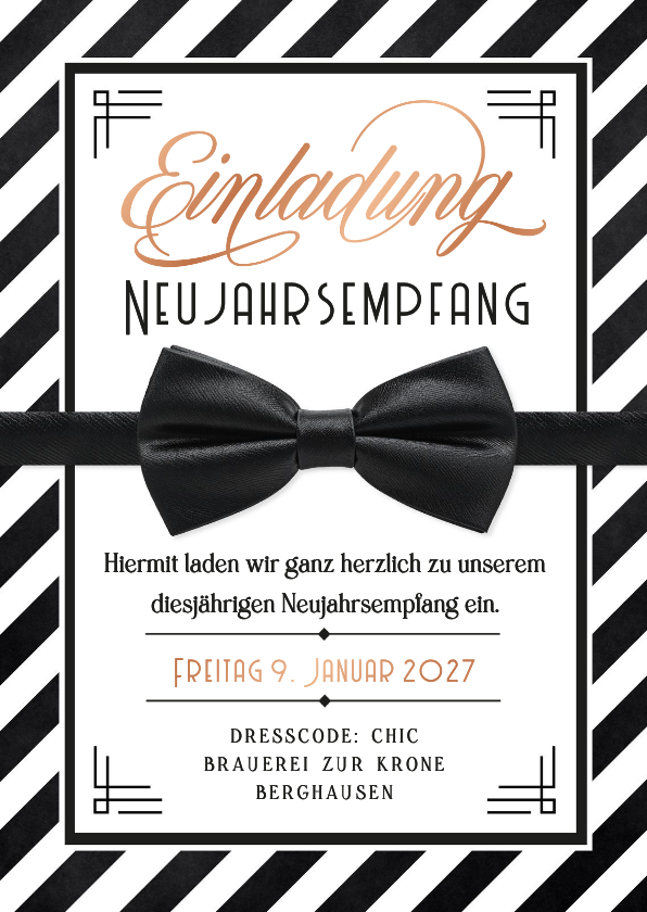 Einladungskarte Neujahrsempfang Fliege Vintage - Neujahrskarten Neujahrskarten - Einladungskarte Neujahrsempfang Fliege Vintage