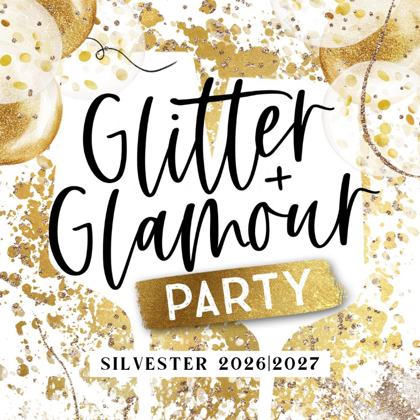 Einladungskarte Silvesterparty 'Glitter & Glamour' - Neujahrskarten Neujahrskarten - Einladungskarte Silvesterparty 'Glitter & Glamour'