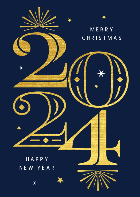 Neujahrskarten - Firmenkarte Neujahr Jahreszahl Goldlook