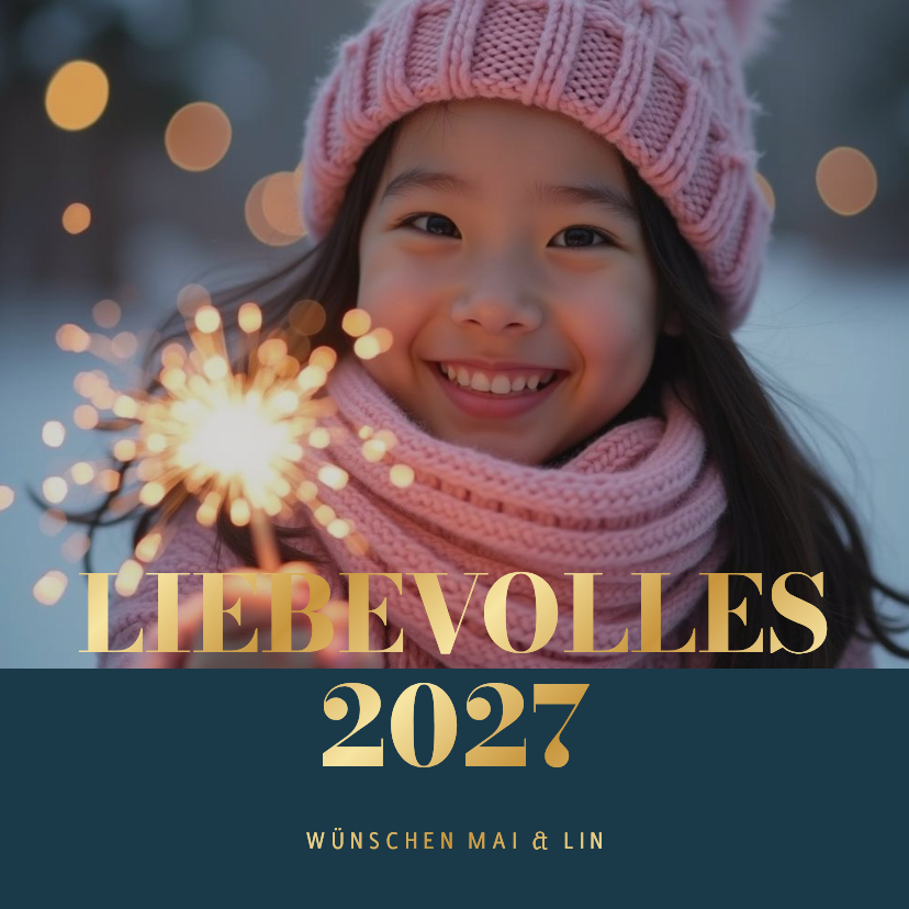 Foto-Neujahrskarte 'Liebevolles 2027' - Neujahrskarten Neujahrskarten - Foto-Neujahrskarte 'Liebevolles 2027'