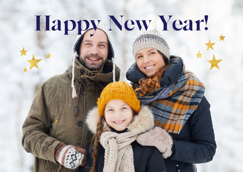 Neujahrskarten - Fotokarte 'Happy New Year' Familienfoto