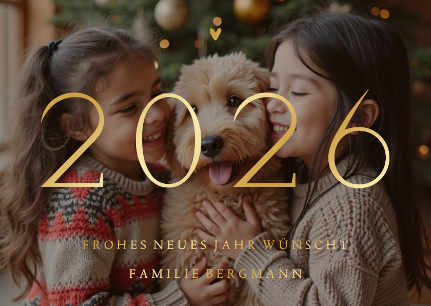 Fotokarte Neujahr 2027 Goldschrift - Neujahrskarten Neujahrskarten - Fotokarte Neujahr 2027 Goldschrift