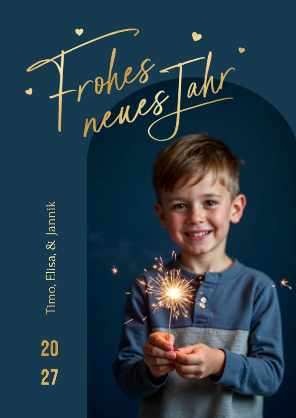 Fotokarte Neujahrsgrüße elegantes Dunkelblau - Neujahrskarten Neujahrskarten - Fotokarte Neujahrsgrüße elegantes Dunkelblau