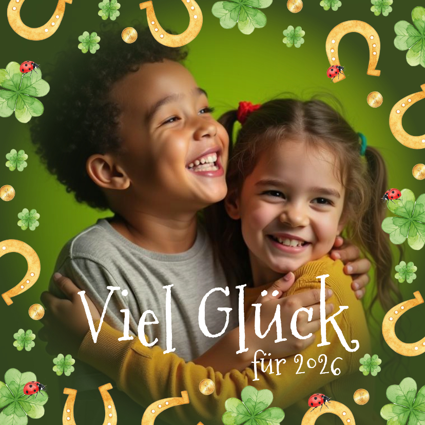 Fotokarte Neujahrsgrüße Glücksbringer - Neujahrskarten Neujahrskarten - Fotokarte Neujahrsgrüße Glücksbringer