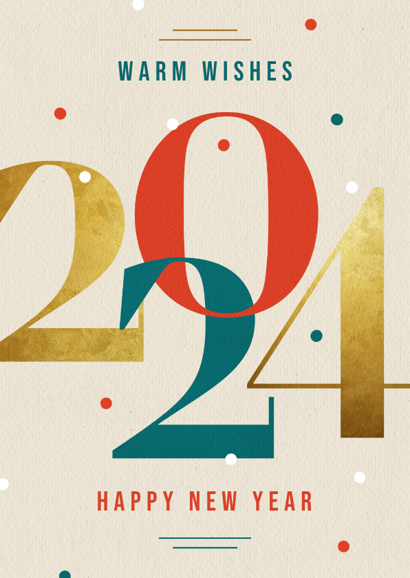Neujahrskarten - Geschäftliche Neujahrsgrüße große Ziffern 2024