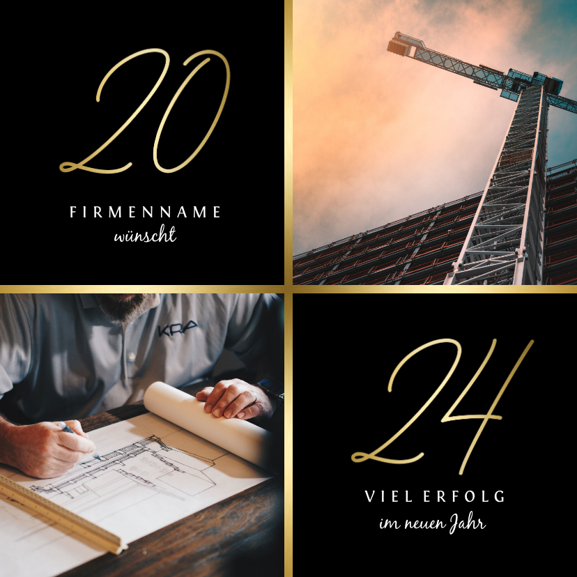 Neujahrskarten - Geschäftliche Neujahrskarte 2024 mit Fotos