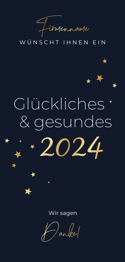 Neujahrskarten - Geschäftliche Neujahrskarte 2024 & Sternchen in Gold