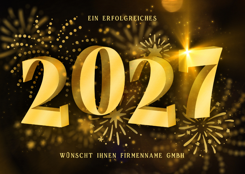 Geschäftliche Neujahrskarte 2027 3D mit Feuerwerk - Neujahrskarten Neujahrskarten - Geschäftliche Neujahrskarte 2027 3D mit Feuerwerk