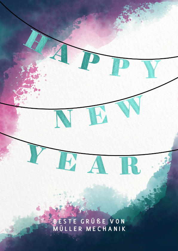 Neujahrskarten - Geschäftliche Neujahrskarte Girlande Happy New Year