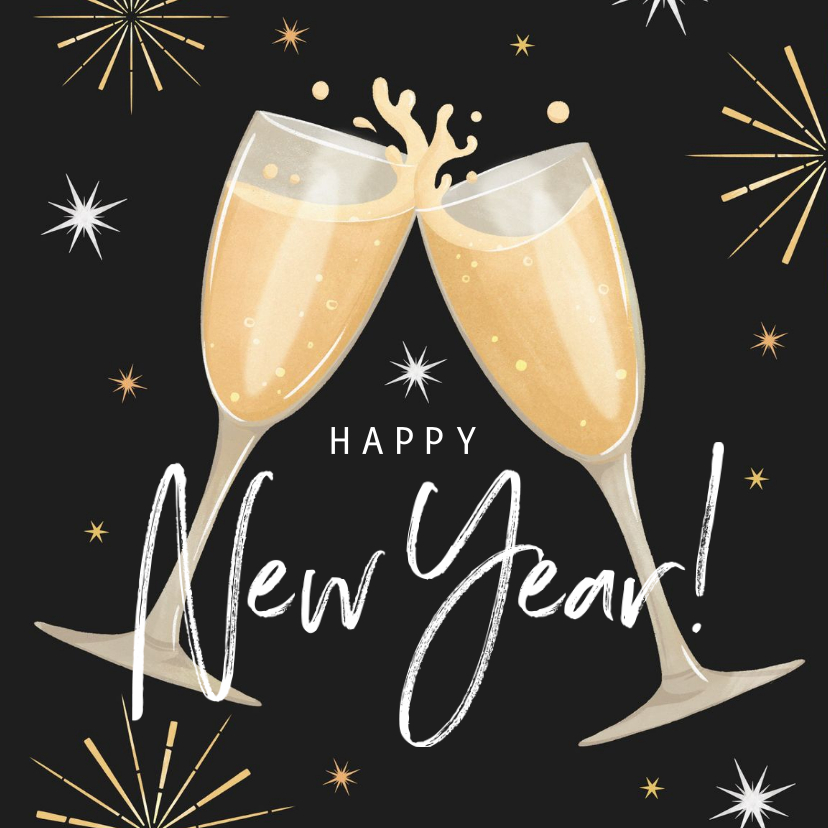 Neujahrskarten - Geschäftliche Neujahrskarte Sektgläser