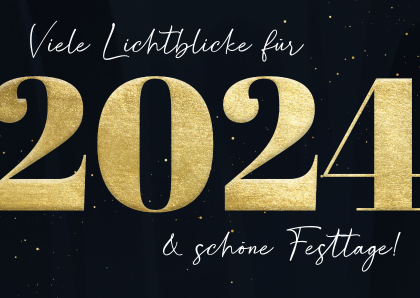 Neujahrskarten - Grußkarte Neujahr 2024 Goldlook