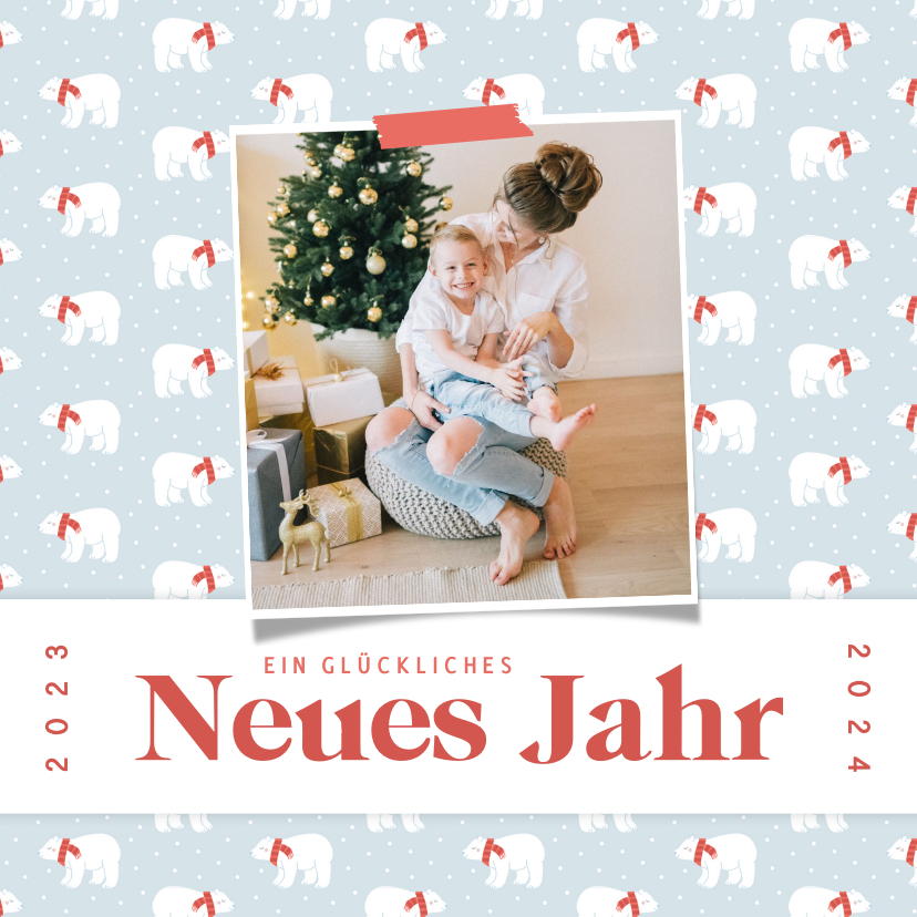Neujahrskarten - Grußkarte Neujahr Fotokarte mit Eisbären
