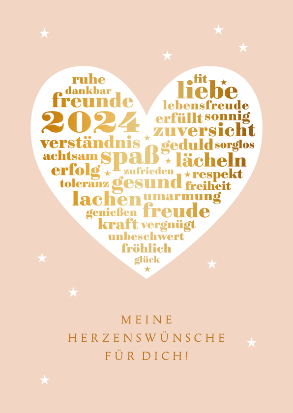 Neujahrskarten - Grußkarte Neujahr Herzenswünsche