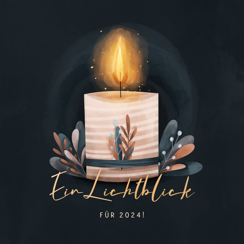 Neujahrskarten - Grußkarte Neujahr Lichtblick Kerzenflamme