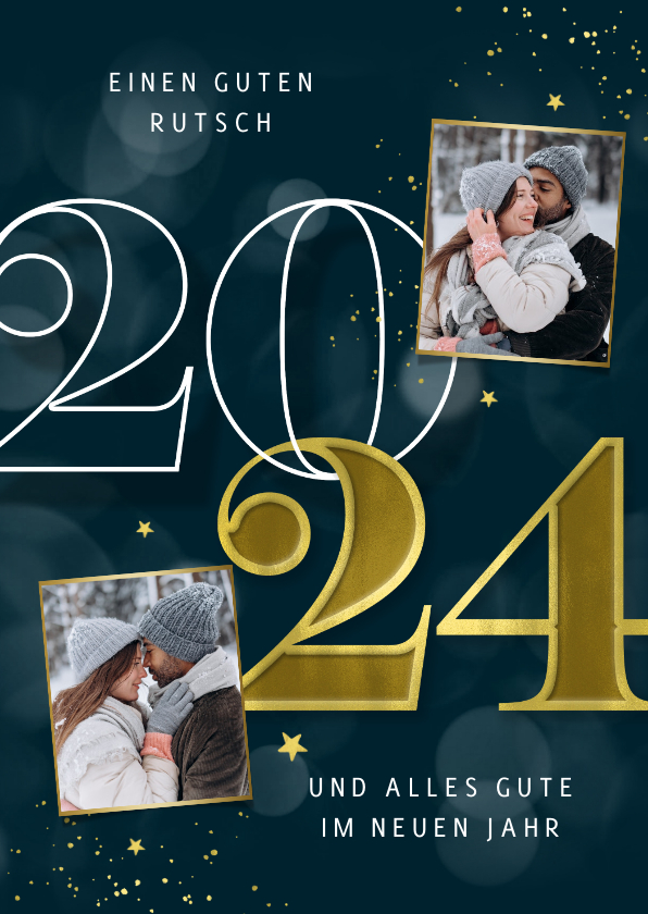 Neujahrskarten - Hippe Neujahrskarte 2024 kleine Fotos