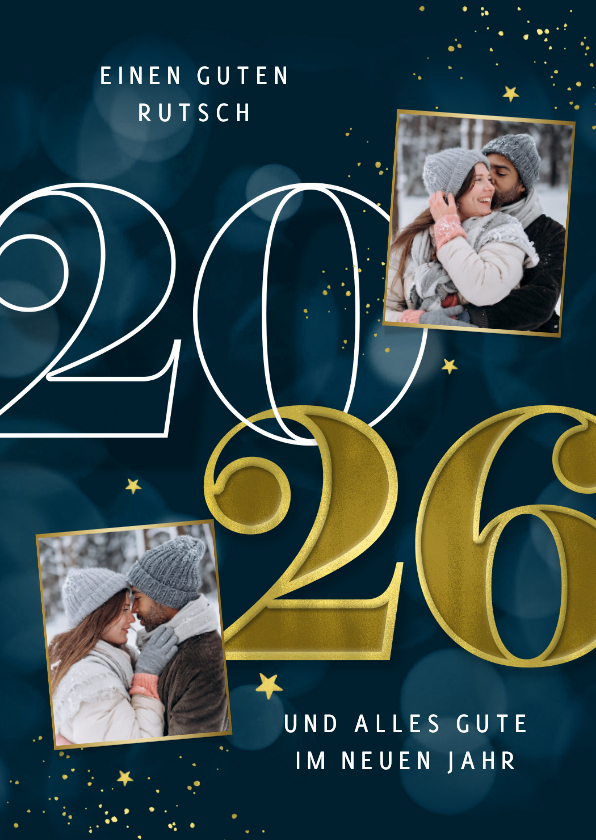 Neujahrskarten - Hippe Neujahrskarte 2026 kleine Fotos
