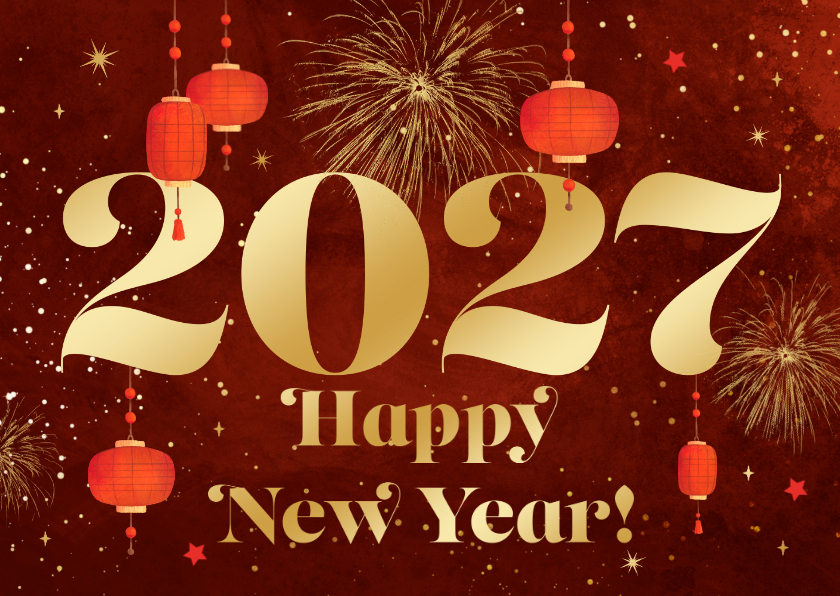 Karte chinesisches Neujahr geschäftlich 2027 - Neujahrskarten Neujahrskarten - Karte chinesisches Neujahr geschäftlich 2027