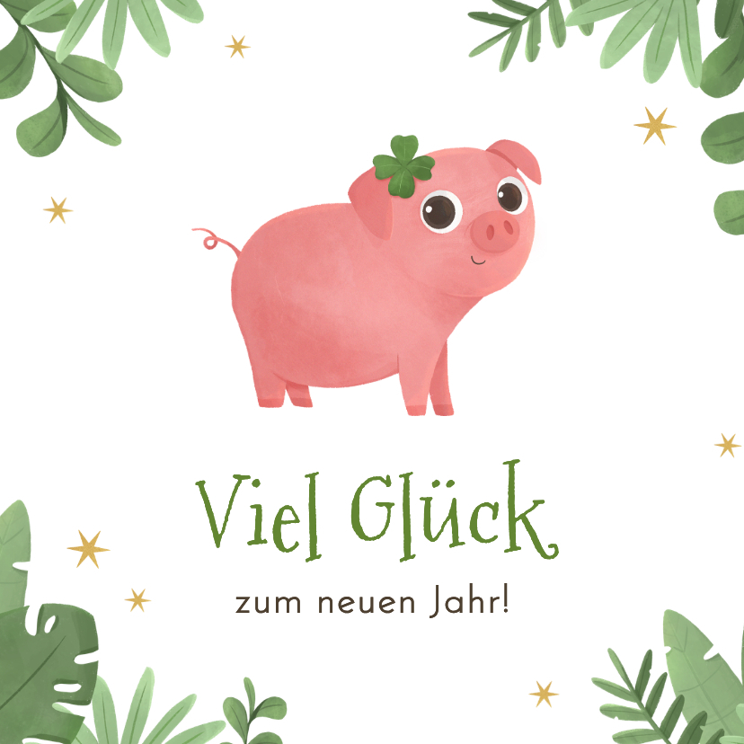 Karte Neujahrsglückwünsche Glücksschweinchen - Neujahrskarten Neujahrskarten - Karte Neujahrsglückwünsche Glücksschweinchen