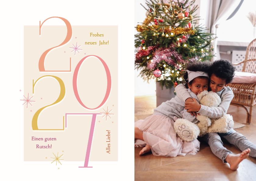 Moderne Neujahrsgrüße bunte 2027 - Neujahrskarten Neujahrskarten - Moderne Neujahrsgrüße bunte 2027