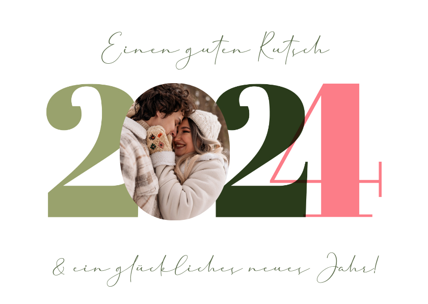 Neujahrskarten - Neujahrsgruß 2024 bunte Zahlen mit Foto