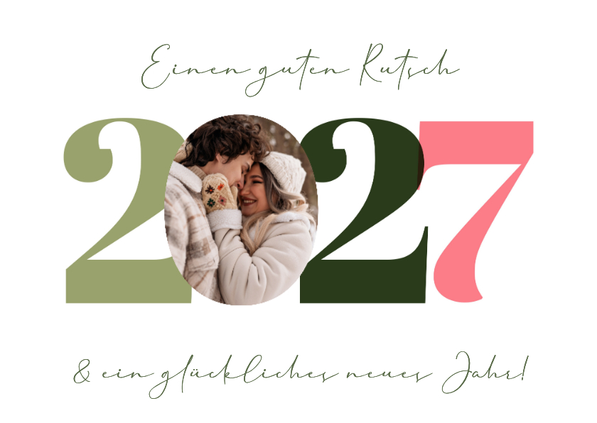 Neujahrsgruß 2027 bunte Zahlen mit Foto - Neujahrskarten Neujahrskarten - Neujahrsgruß 2027 bunte Zahlen mit Foto
