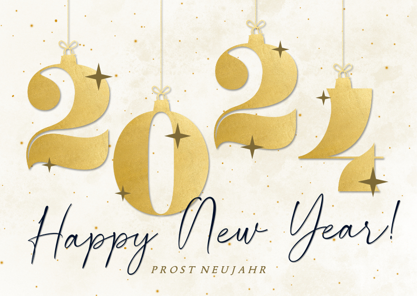 Neujahrskarten - Neujahrsgrußkarte 2024 in Goldlook