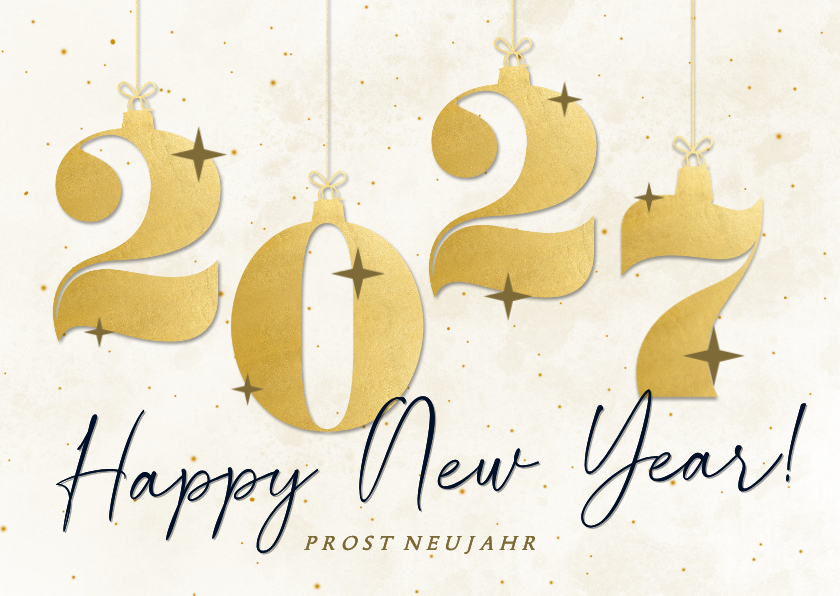 Neujahrsgrußkarte 2027 in Goldlook - Neujahrskarten Neujahrskarten - Neujahrsgrußkarte 2027 in Goldlook
