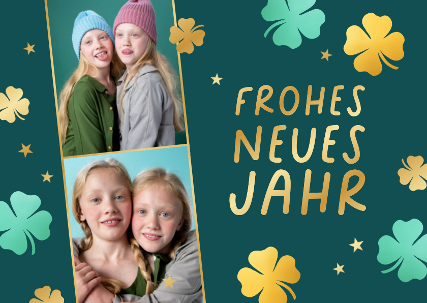 Neujahrskarten - Neujahrsgrußkarte eigene Fotos Glücksklee