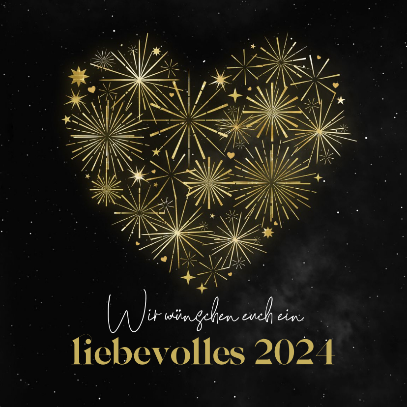 Neujahrskarten - Neujahrsgrußkarte Herz aus Feuerwerk