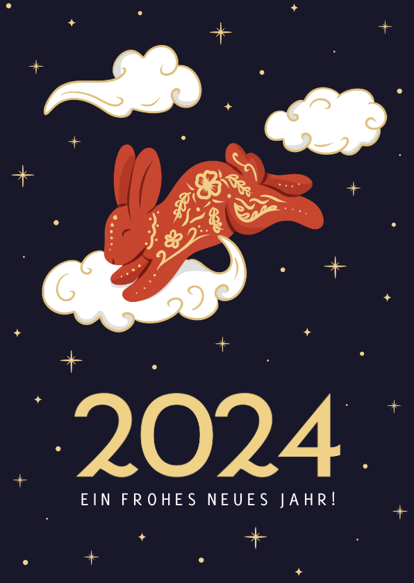 Neujahrskarten - Neujahrskarte 2024 Jahr des Hasen