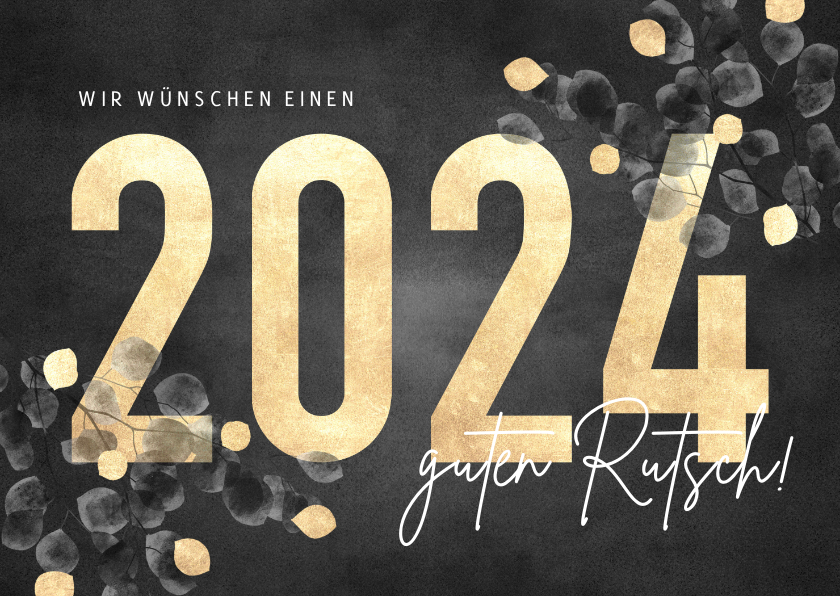 Neujahrskarten - Neujahrskarte 2024 mit stilvollem Eukalyptus