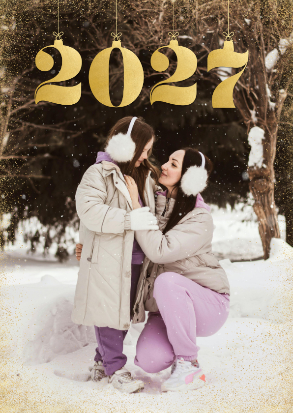 Neujahrskarten - Neujahrskarte 2027 in Gold & Foto