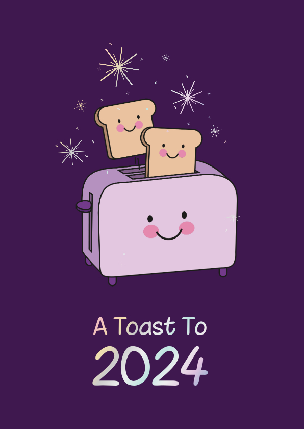 Neujahrskarten - Neujahrskarte 'A toast to 2024'