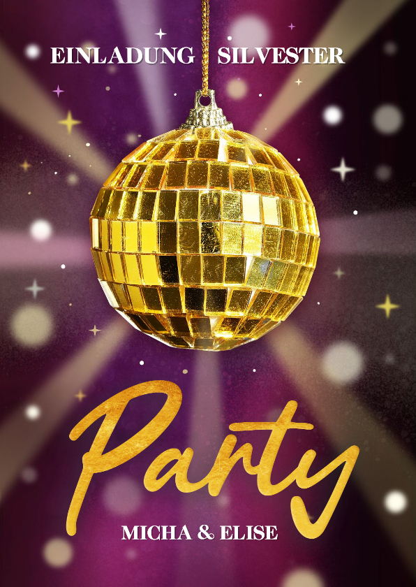 Neujahrskarte Einladung Silversterparty Discokugel - Neujahrskarten Neujahrskarten - Neujahrskarte Einladung Silversterparty Discokugel