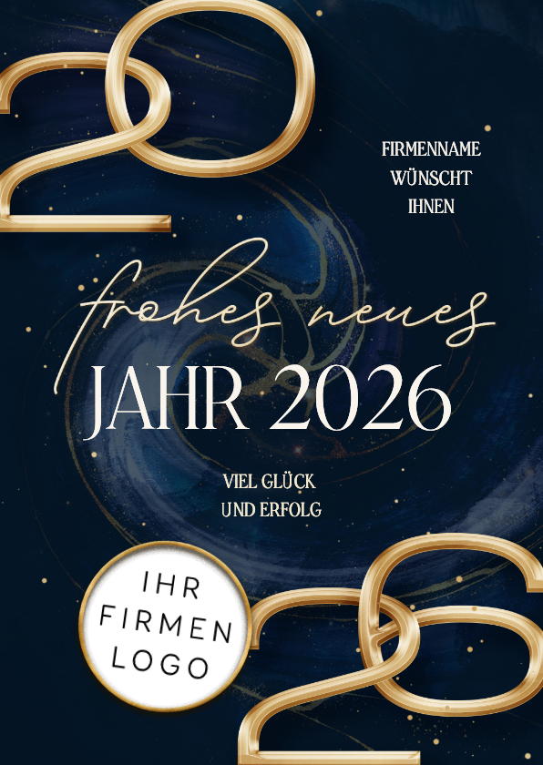 Neujahrskarten - Neujahrskarte Firma Logo 2026 gold blau