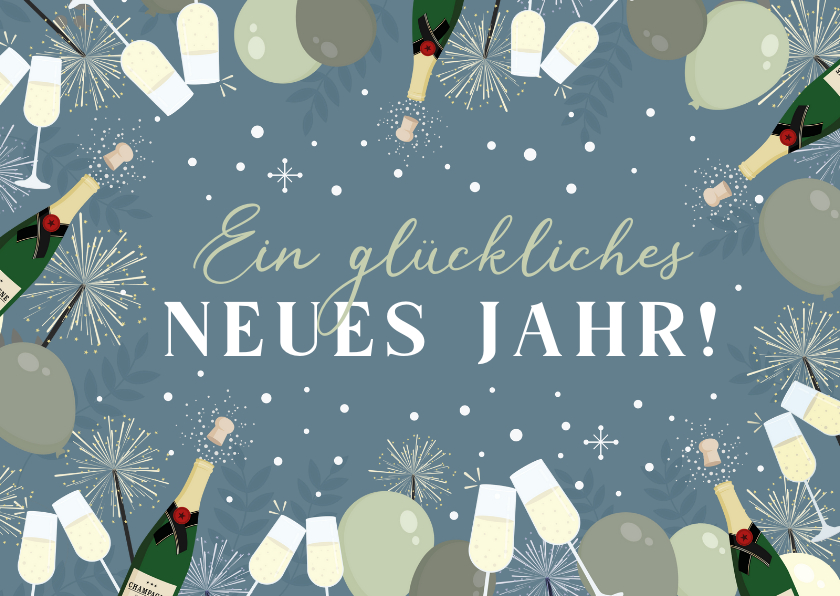 Neujahrskarten - Neujahrskarte Firma Silvester & Schneeflocken