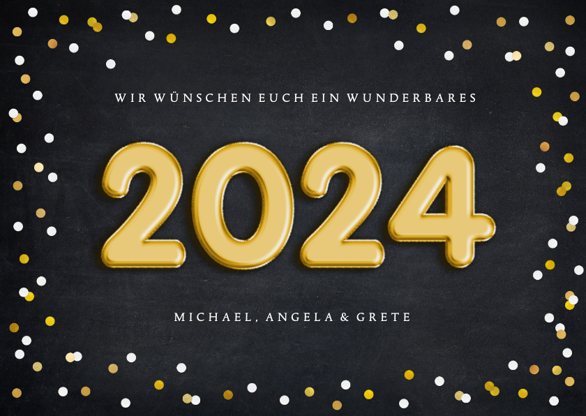 Neujahrskarten - Neujahrskarte Folienballons gold