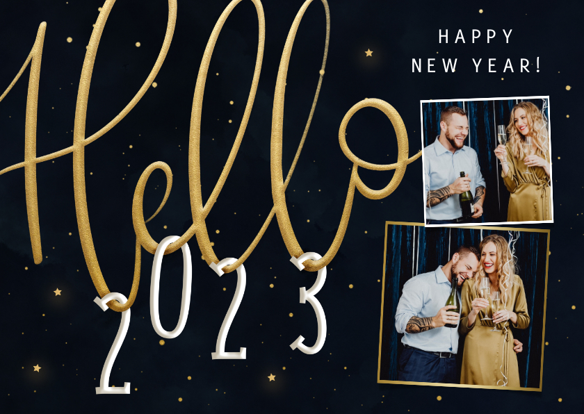 Neujahrskarte Fotocollage 'Hello 2023' - Neujahrskarten Neujahrskarten - Neujahrskarte Fotocollage 'Hello 2023'