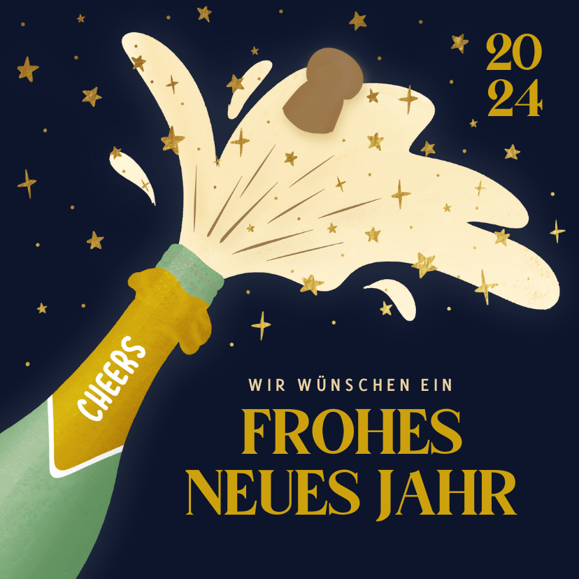 Neujahrskarten - Neujahrskarte Geschäftlich Sektflasche 'Cheers'