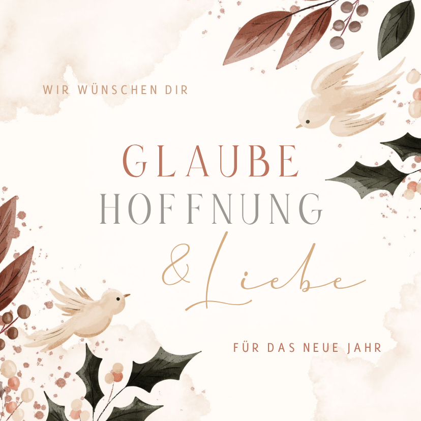 Neujahrskarte 'Glaube, Hoffnung & Liebe' - Neujahrskarten Neujahrskarten - Neujahrskarte 'Glaube, Hoffnung & Liebe'