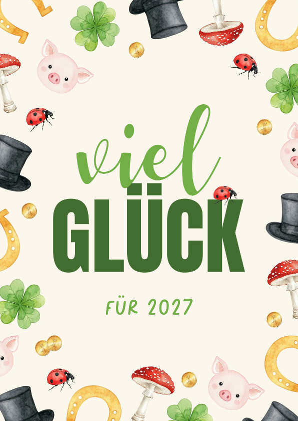 Neujahrskarte Glückssymbole - Neujahrskarten Neujahrskarten - Neujahrskarte Glückssymbole