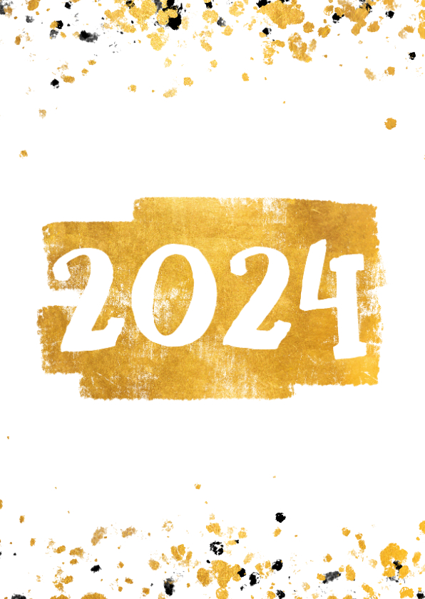 Neujahrskarten - Neujahrskarte goldene Fläche mit 2024 und Konfetti