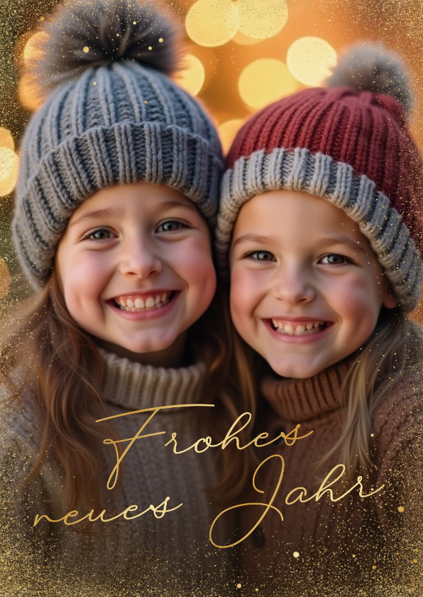 Neujahrskarte Goldstaub großes Foto 'Liebevolles neues Jahr' - Neujahrskarten Neujahrskarten - Neujahrskarte Goldstaub großes Foto 'Liebevolles neues Jahr'