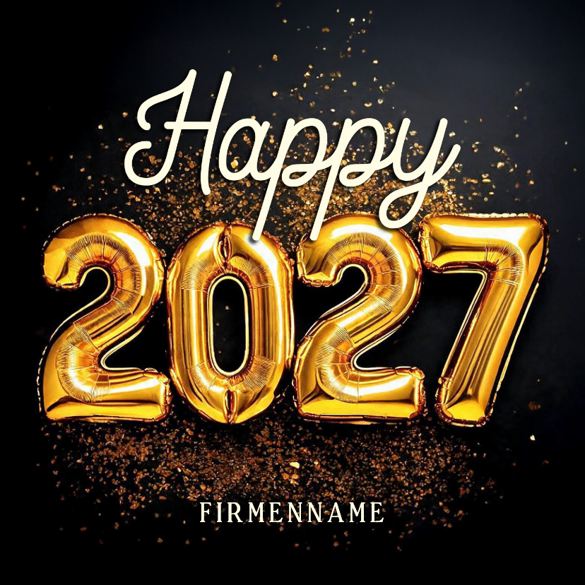 Neujahrskarte 'Happy 2027' Luftballons - Neujahrskarten Neujahrskarten - Neujahrskarte 'Happy 2027' Luftballons