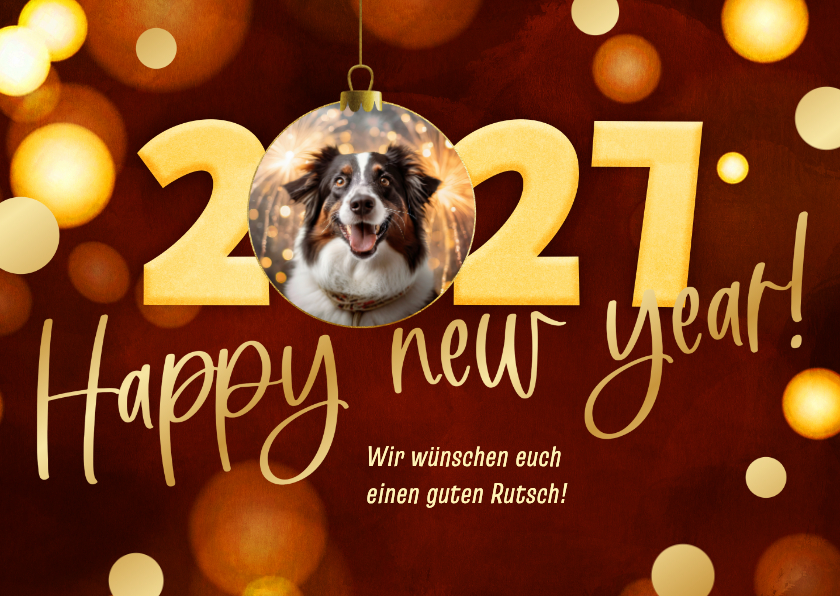 Neujahrskarte 'Happy new year 2027' mit Foto - Neujahrskarten Neujahrskarten - Neujahrskarte 'Happy new year 2027' mit Foto